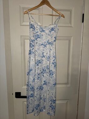 Blue and White Floral Slip Dress